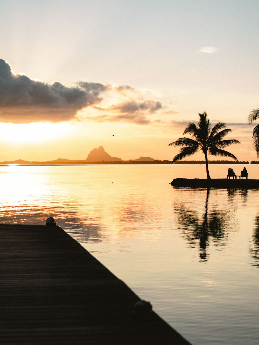 Sunset at the hotel - view Bora Bora